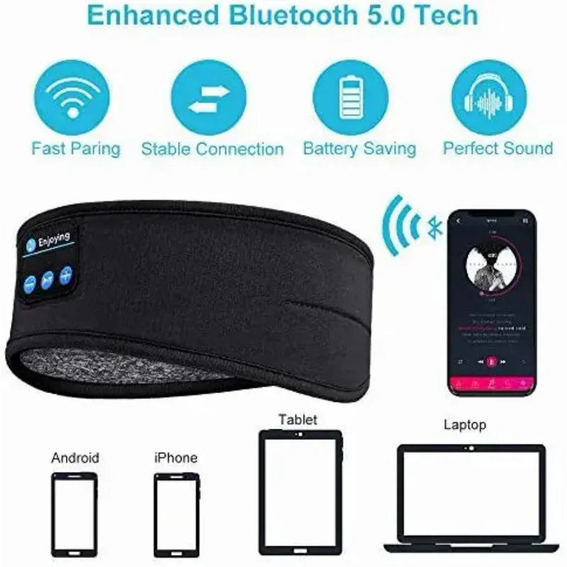 Bandeau de Sommeil Bluetooth Sans Fil – Écouteurs Intégrés, Confort Sport & Nuit, Musique Relaxante